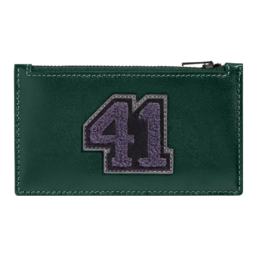 COACH Zip Top Card Case кожаный держатель для карт мини женский темно-зеленый