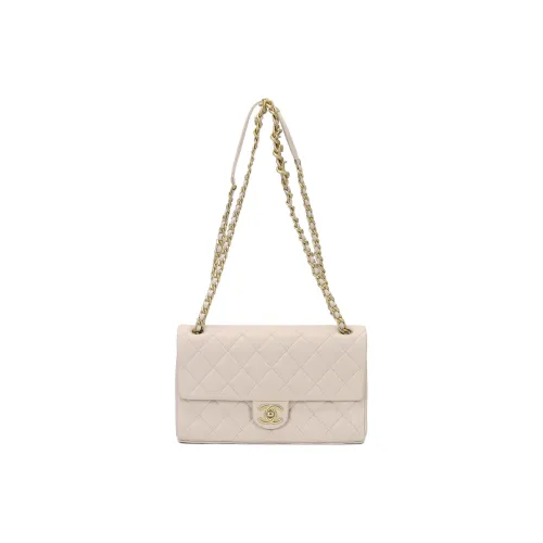 CHANEL Sheepskin Flap Bag Crossbody Bag Shoulder Bag Medium Women's Milk Tea