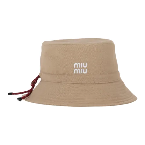 MIU MIU Cotton Bucket Hats Женские Светло-коричневый
