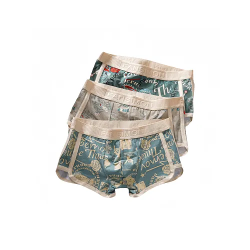 UYH Green+Gray+Gray Blue, Trendy Print Cotton Style Men's Boxers