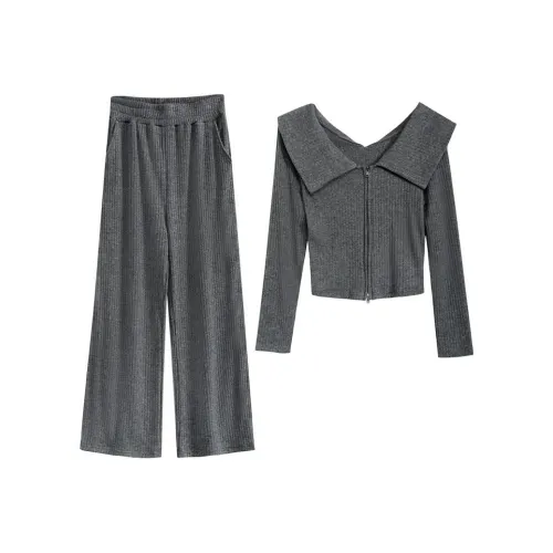 Giyu Серый Женские Повседневные Костюмы