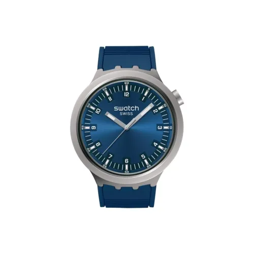 Swatch Quartz Механизм Мужские часы Циферблат 47 мм Синий корпус Нержавеющая сталь Резиновый ремешок