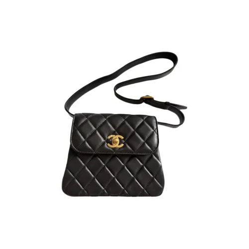 CHANEL Sheepskin Mini Square Flap Bag Flap Bag Crossbody Bag Regular Women's Black