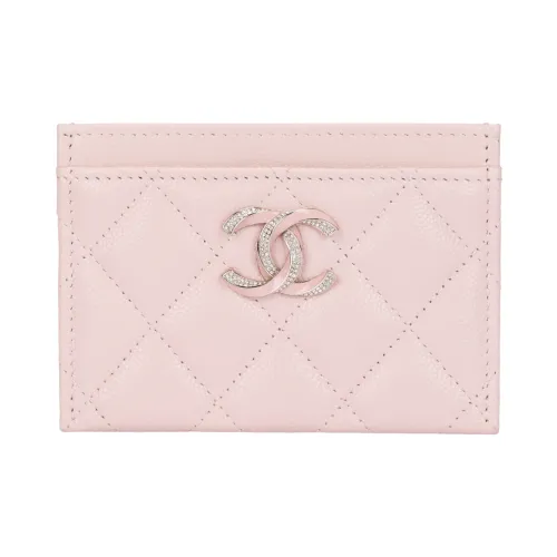 CHANEL Рельефная Телячья Кожа с Икорной Коровьей Кожей Держатель для Карт Женский Розовый