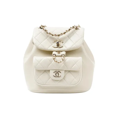 CHANEL 22C Spring Duma Рюкзак из коровьей кожи, маленький, женский, белый