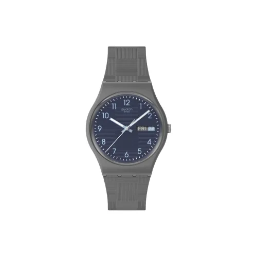 Swatch Essentials Collection Кварцевый механизм Унисекс Часы 34 мм Синий циферблат Bio Based Материал Корпус Часы Силиконовый ремешок