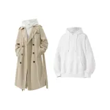 Хаки пальто + белый свитшот