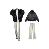 Чёрная куртка + жёлтые джинсы цвета глины