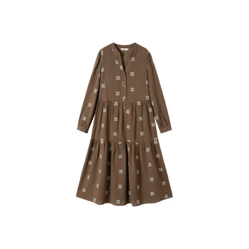 XIANGYING Длинное платье с длинными рукавами женское