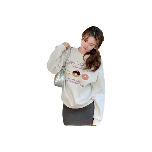 ZVJH Серый Тонкий Женский Свитшот