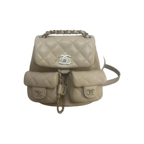 CHANEL Duma Телячья кожа с текстурой Рюкзак Маленький Женский Бежевый