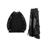 Чёрный свитшот + чёрные джинсы