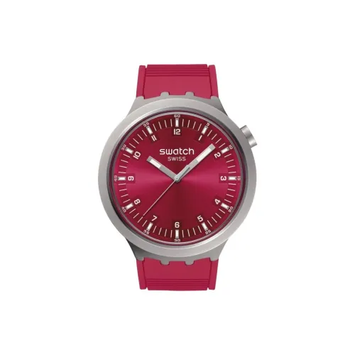 Swatch Quartz Механизм Мужские часы Часы 47 мм Красный циферблат Часы Корпус из нержавеющей стали Резиновый ремешок