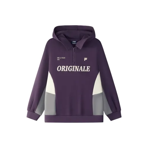 FILA KIDS Толстовка 25 Осенне-зимняя Dense Жаккардовая пряжа с PILE Высокий Темно-фиолетовый