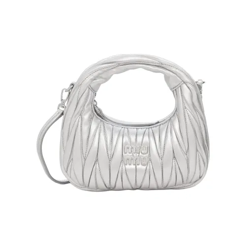 MIU MIU Hobo Patchwork Design Bag Mini Women's Silver