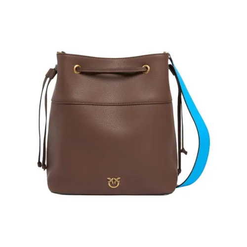 PINKO Love Birds series Корова Кожа Ведрообразная Сумка Плечевая Сумка Средний Женский Коричневый