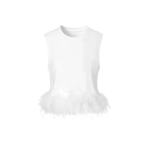 TAMMY TANGS Белый, Съемный Tinsel Garlands Украшение, Гладкий Удобный KNIT Ткань Женские T Рубашки