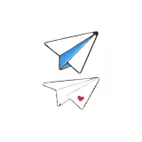 Бумага, самолет, брошь, синий + белый (1 пара)