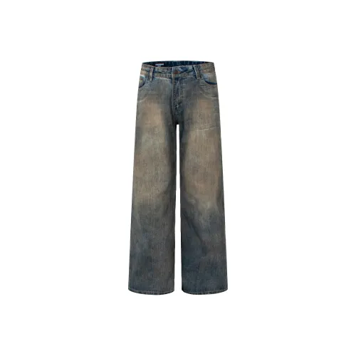 GBXM Dirty Винтажные синие унисекс джинсы