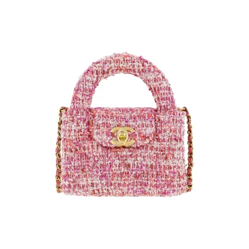 CHANEL Кожа Сумка Kelly Ручная Сумка на одно плечо Экстра мини Женская Розовая и Белая