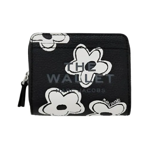 MARC JACOBS Daisies Whole GRAIN LEATHER Кошелек Мини Женский Черный Белый