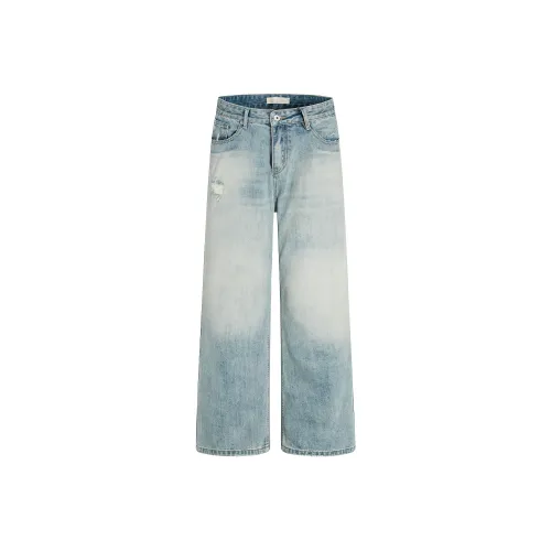 MR BENSE Выстиранные синие унисекс джинсы