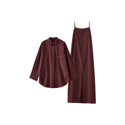 LUYOUYE Женские комплекты с юбкой бордового цвета