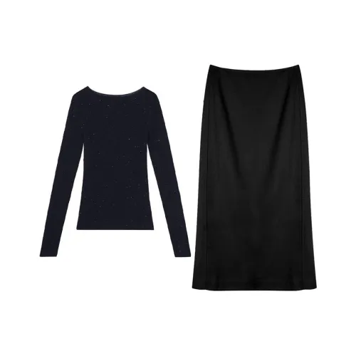 MARIE·COCO Черный топ + Юбка Женские Комплекты с юбкой