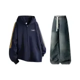 Комплект одежды (Темно-синий топ + Винтажные синие штаны)