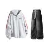 Комплект одежды (Белый Фотиния Серый Топ + Черные Штаны)