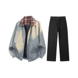 Комплект одежды (Светло-синяя куртка + черные штаны)