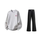 Комплект одежды (Современный серый худи + черные штаны)