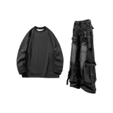 Свитшот железно-серого цвета + черные джинсы