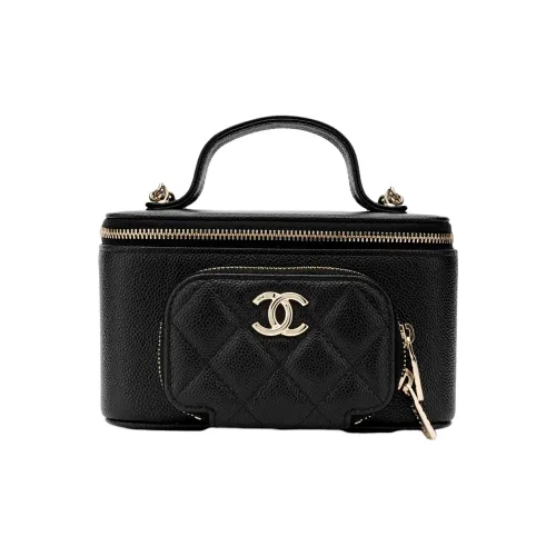 CHANEL 23P SS Личиевая текстура Коровья кожа Коробка Сумка Косметичка Сумка Сумка через плечо Сумка через плечо Средняя Унисекс Черная