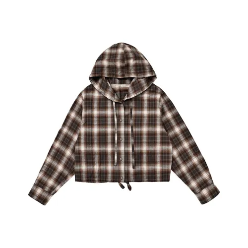 SINBOS Кофейно-белый Check Женские Рубашки