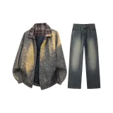 Комплект одежды (Бронзовая куртка + Винтажные синие штаны)