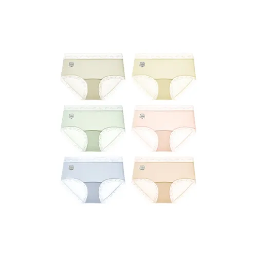 2323 [6 пар] Матча + Белый шоколад + Клюква + Бабочка PEA Цветочный дизайн + Таро + Крем Женские трусики-бикини