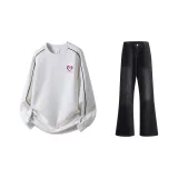 Комплект одежды (Свитшот Pearl White + Черные и Серые штаны)