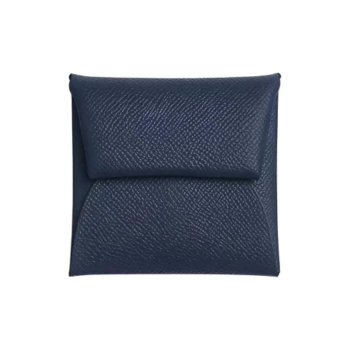 HERMES Bastia Epsom Телячья кожа Кошелек Унисекс 7U Темно-синий