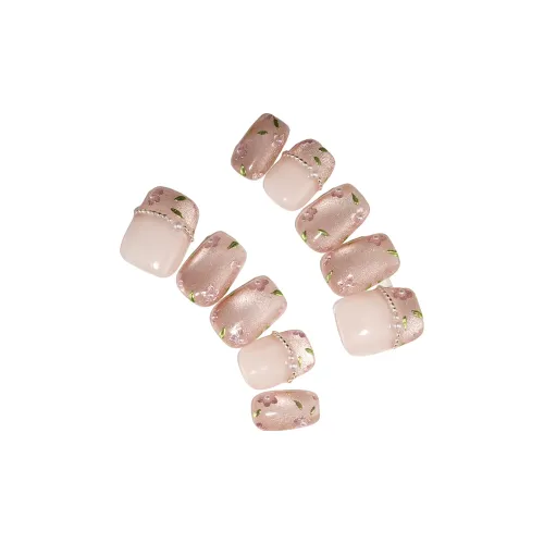 OEING Ручная работа Искусственный Ногтик Кошачий Глаз Жемчужное Украшение Кожа Привлекательный MID Длина Нежно-розовый Румяна Стойкий