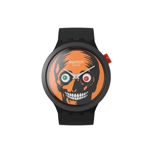 Swatch Quartz Механизм Унисекс Часы 47 мм Апельсиновый Циферблат Ботанические Керамические Чехлы Часов Силиконовый Ремешок