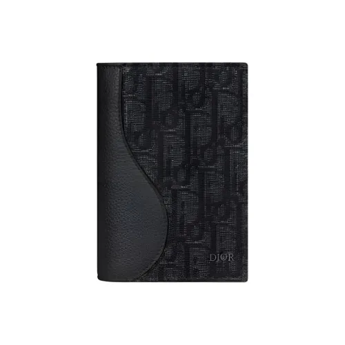 DIOR Холдер для паспорта из коровьей кожи мужской черный