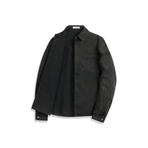 Dance with wolves 002 Черный Серый Мужская Рубашка