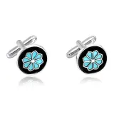 Синие Черные Цветочные Заколки для Рубашки [Светло-Синий]