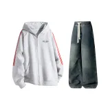 Комплект одежды (Топ в цвете Белый Фотиния Серый + Штаны в цвете Винтажный Синий)