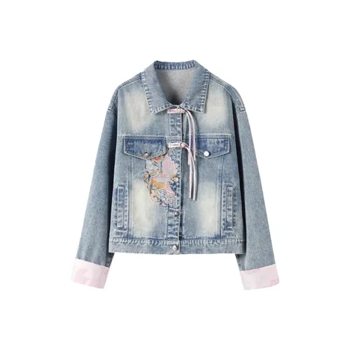 JOSR Синий Розовый Женские Джинсовые Куртки