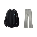 Комплект одежды (Глубокий черный свитшот + дымчато-серые штаны)