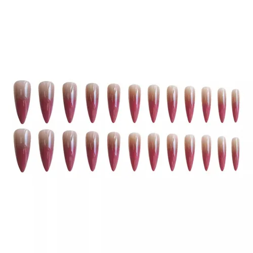Lulu Candy Гранатовый красный Постепенный Длина Длинный Искусственные ногти Hydrating Атмосфера Искусственные ногти Миндально-розовый Градиентный Coquette