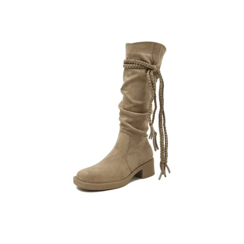 CAMEIDO Колено Высокие сапоги 5 см Женские Хаки