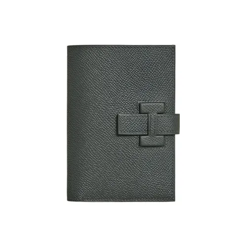 HERMES New H Passant Epsom Телячья кожа Кошелек Унисекс Темно-зеленый